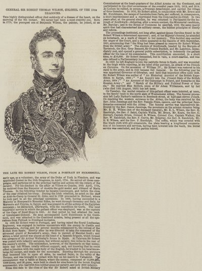 Kenraali Sir Robert Thomas Wilson, 15. dragoonien eversti (kaiverrus) tekijältä English School