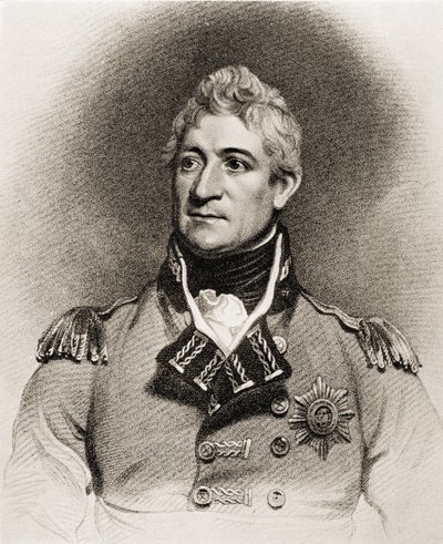 Kenraali Sir Thomas Picton (1758-1815) (litho) tekijältä English School