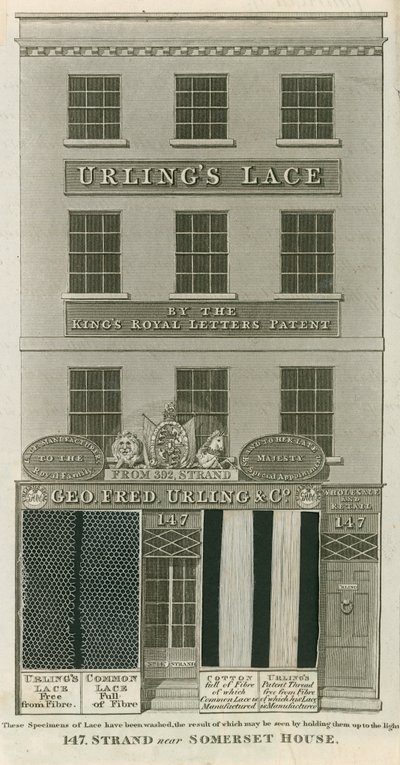George Frederick Urling & Co, pitsimyyjät, 147 Strand, lähellä Somerset Housea, Lontoo tekijältä English School