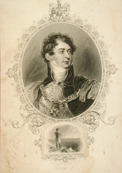 George IV (1762-1830) Britannian, Irlannin ja Hannoverin kuningas (kaiverrus) tekijältä English School
