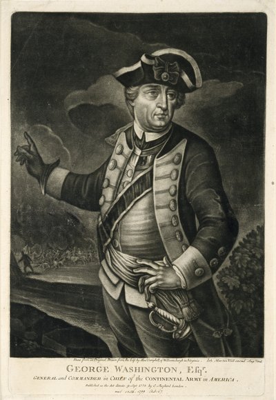 George Washington, Esqr., kenraali ja mantereen armeijan komentaja Amerikassa tekijältä English School
