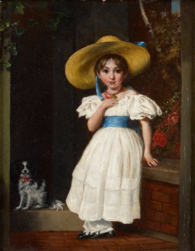 Tyttö olkihatussa, n. 1840 tekijältä English School