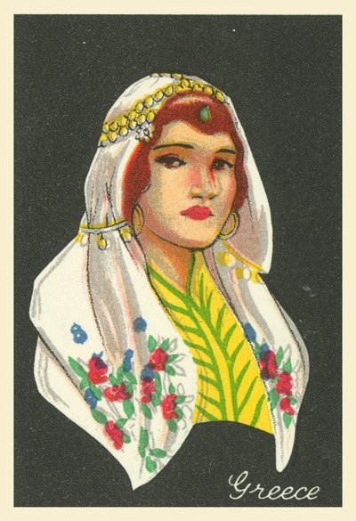 Monien maiden tytöt: Kreikka (värilitografia) tekijältä English School