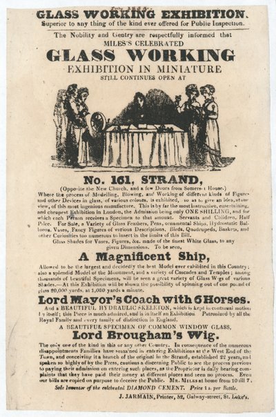 Lasin työnäyttely, 161 Strand, heinäkuu 1834 tekijältä English School