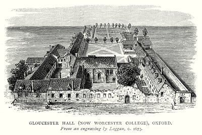 Gloucester Hall (nykyinen Worcester College), Oxford (kaiverrus). tekijältä English School