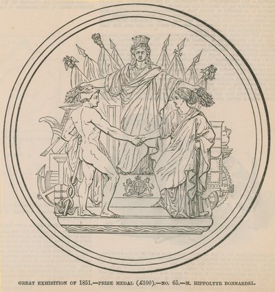 Vuoden 1851 suuri näyttely - palkintomitali (100 puntaa), myönnetty M Hippolyte Bonnardelille tekijältä English School