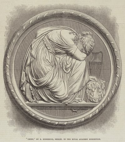 "Grief", R Siemering, Berliini, Royal Academy -näyttelyssä (kaiverrus) tekijältä English School