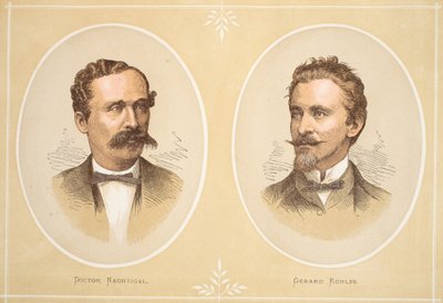 Gustav Nachtigal ja Gerard Rohlfs, kuvitus J. Ewing Richien David Livingstonen elämän ja löytöjen kuvapainoksesta, pub. kirjoittanut A. Fullarton & Co., 1876 tekijältä English School