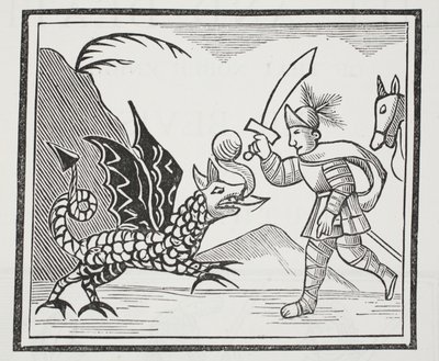 Guy and the Northumbrian Dragon, kuvitus John Ashtonin kirjasta Chap-books of the Eighteenth Century, pubi. 1882 tekijältä English School
