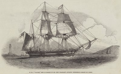 HMS "Plover", lähetetty etsimään Sir John Franklinin arktista tutkimusmatkaa (kaiverrus) tekijältä English School