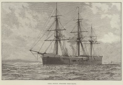 HMS Sultan, jumissa lähellä Maltaa (kaiverrus) tekijältä English School