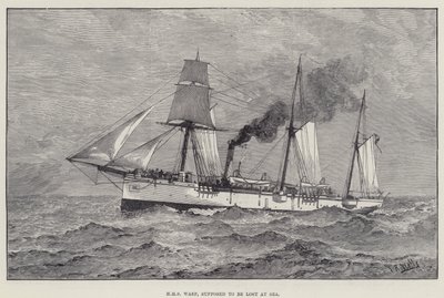 HMS Wasp, jonka oletettiin kadonneen merellä (kaiverrus) tekijältä English School