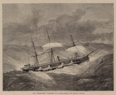 HM Turret-Ship "Kapteeni" Galessa viimeaikaisen risteilyn aikana (kaiverrus) tekijältä English School