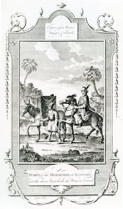 Habit of the Horsemen in Barbary, kuva otettu teoksesta Moores Voyages and Travels, tekijältä English School