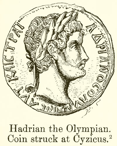 Hadrianus olympialainen. Kolikko lyötiin Cyzikukseen tekijältä English School