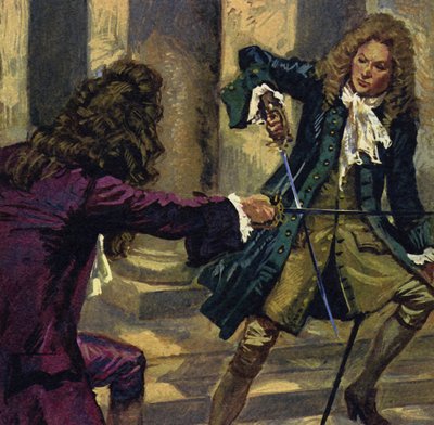 Händel ja säveltäjä ja laulaja nimeltä Mattheson taistelivat kaksintaistelun miekkojen kanssa tekijältä English School