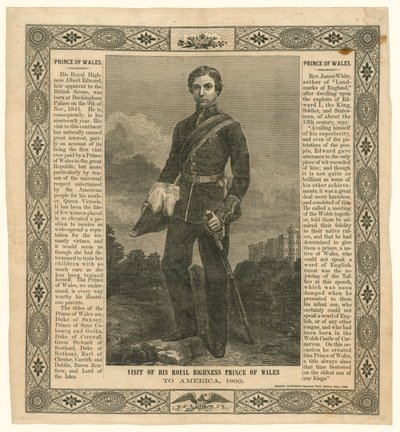 Nenäliina Walesin prinssin Amerikan matkan muistoksi, 1860 tekijältä English School