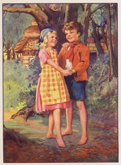 Hannu ja Kerttu (värilitografia) tekijältä English School