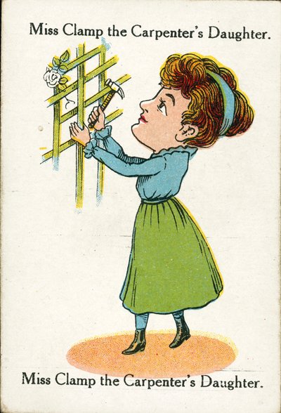Onnelliset perheet, noin 1920: Clamp, puusepän tytär (värilitografia). tekijältä English School