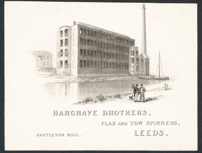 Hargrave Brothers, pellava- ja touhokehrut, kauppakortti tekijältä English School