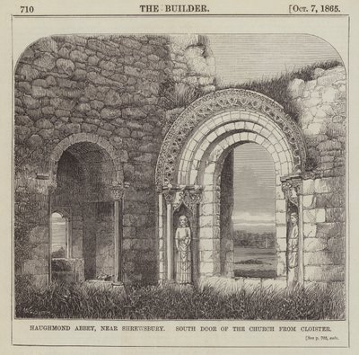 Haughmond Abbey, lähellä Shrewsburya, kirkon eteläovi luostarista (kaiverrus) tekijältä English School