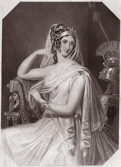 Helenen vaimo de Menelas (Troilun ja Cressidan historia) Helen, Menelaoksen vaimo, asuu Pariisin (Troilus ja Cressida) kanssa - "" Galerie des femmes de Shakespeare, kokoelma 45 vakavaa muotokuvaa Lontoon ensimmäisiltä taiteilijoilta, rikastettu wi tekijältä English School
