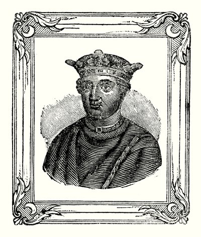 Henrik II syntyi vuonna 1131, hänet kruunattiin vuonna 1154 ja hän kuoli vuonna 1189 (kaiverrus). tekijältä English School