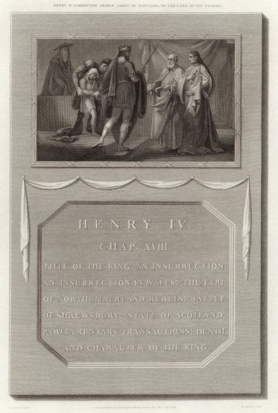 Henry IV sitoutuu Skotlannin prinssi Jamesin opettajiensa hoitoon tekijältä English School