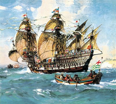Henry VIII:n lippulaiva "Henri Grace a Dieu" tekijältä English School