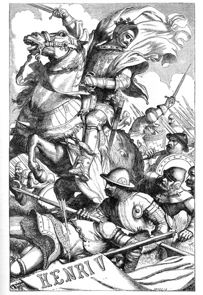 Henry V - (The Chronicle History of Henry the Fifth) - Kuvitus kirjassa "" Completes de William Shakespeare"" 1866 - Tämän painoksen kuvitukset ja yleinen muoto on lainattu Cassellin kuvitetusta Shakespearesta, joka julkaistiin Lontoossa tekijältä English School
