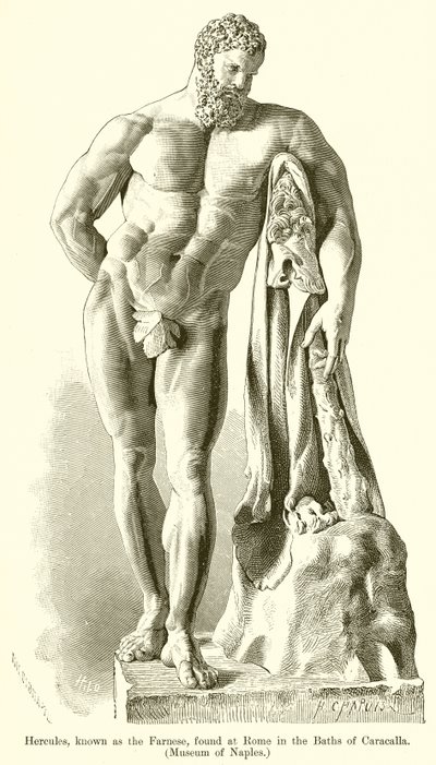 Hercules, joka tunnetaan nimellä Farnese, löydettiin Roomasta Caracallan kylpylöistä. (Nepolin museo) tekijältä English School