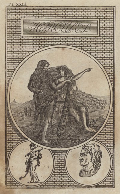 Hercules, antiikin roomalainen sankari ja jumala (kaiverrus) tekijältä English School