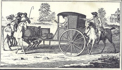 Valtatiemiehet James MacLaine ja William Plunkett ryöstävät Eglintonin jaarlin Hounslow Heathissa 26. kesäkuuta 1750 (kaiverrus) tekijältä English School