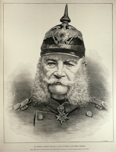 Hänen Keisarillinen Majesteetti Vilhelm I (1797-1888), Preussin kuningas ja Saksan keisari, "The Illustrated London News" -julkaisusta, kaiverrus R. Taylor, 19. maaliskuuta 1887 tekijältä English School