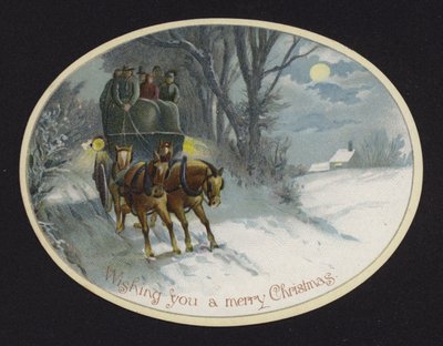 Lumen läpi kulkeva hevoskärry (chromolitho) tekijältä English School
