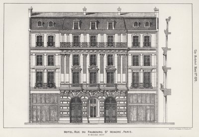Hotelli, Rue Du Faubourg St Honore, Pariisi (kaiverrus) tekijältä English School