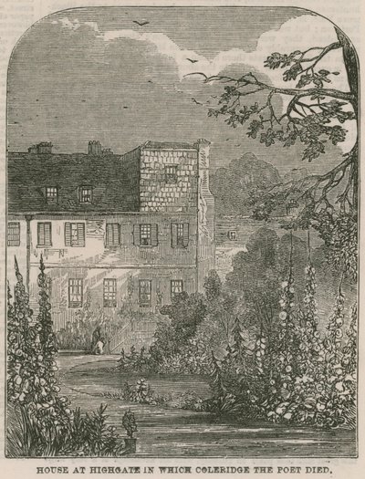 Talo Highgatessa Lontoossa, jossa runoilija Samuel Coleridge kuoli tekijältä English School