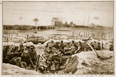 Kuinka Northumberland Fusiliers kohtasi hyökkäyksen ensilinjan juoksuhautoja vastaan Ypresissä, 1914-19 tekijältä English School