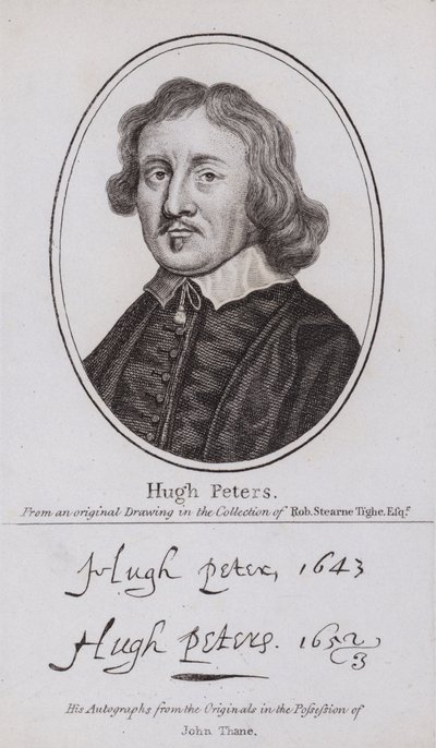 Hugh Peter, Englannin puritaaninen ministeri, poliitikko ja parlamentaarinen sotilas sisällissodassa (kaiverrus) tekijältä English School