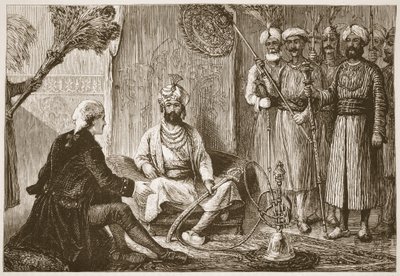 Hyder Ali ja lähetyssaarnaaja, kuvitus James Grantin Cassells Illustrated History of Indiasta, pubi. 1879 tekijältä English School
