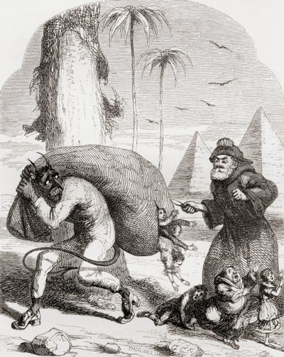 Kuvitus George Cruikshankin mukaan runolle "The Lay of St. Medard", Thomas Ingoldsbyn teoksesta "The Ingoldsby Legends or Mirth and Marvels", julkaistu vuonna 1865 tekijältä English School