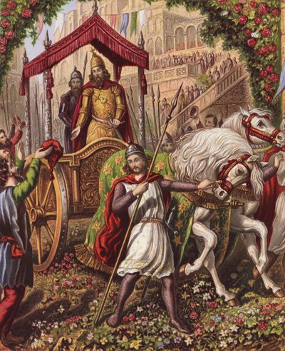 Kuvitus John Bunyanin The Holy War -teokseen (värilitografia). tekijältä English School
