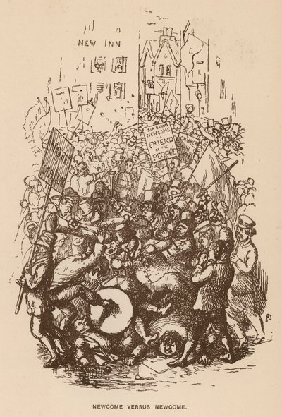 Kuvitus The Newcomesille, kirjoittanut Thackeray (litho) tekijältä English School