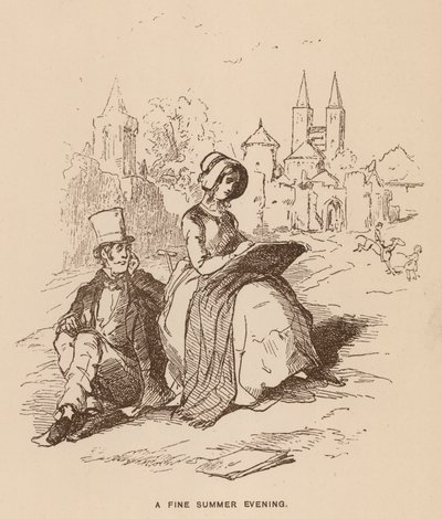 Kuvitus Thackerayn Vanity Fair -tapahtumaan (litho) tekijältä English School