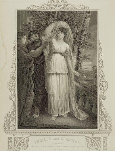 Kuvitus Troilus ja Cressida, III näytös, kohtaus 2, William Shakespeare (1564-1616) tekijältä English School