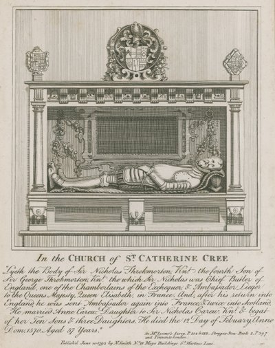 St Catherine Creen kirkossa makaa Sir Nicholas Throkmortonin ruumis tekijältä English School