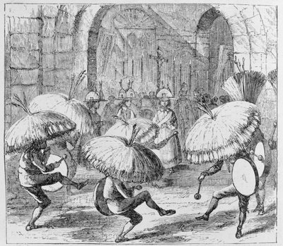 Intiaanit juhlivat chuno- tai perunafestivaaleja, Tiahuanaco, Bolivia, E. George Squierin teoksesta Incidents of Travel and Exploration in the Land of the Incas, pub. vuonna 1878 tekijältä English School
