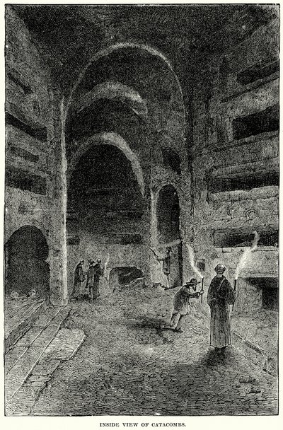 Katakombien sisäkuva (kaiverrus) tekijältä English School