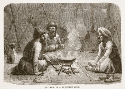 Turcoman-teltan sisustus, kuvitus Cassells Illustrated History of Englandista tekijältä English School