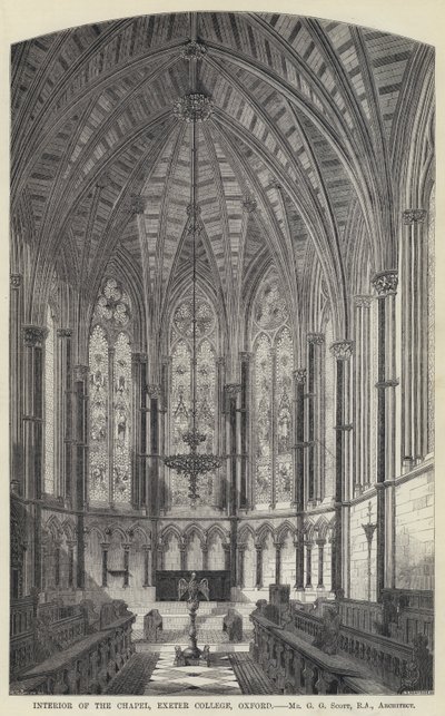 Kappelin sisustus, Exeter College, Oxford (kaiverrus) tekijältä English School